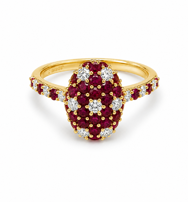 14KT WHITE GOLD RUBY AND DIAMOND RING