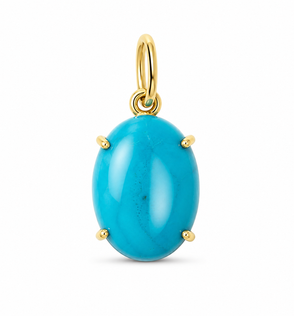 14KT YELLOW GOLD TURQUOISE PENDANT