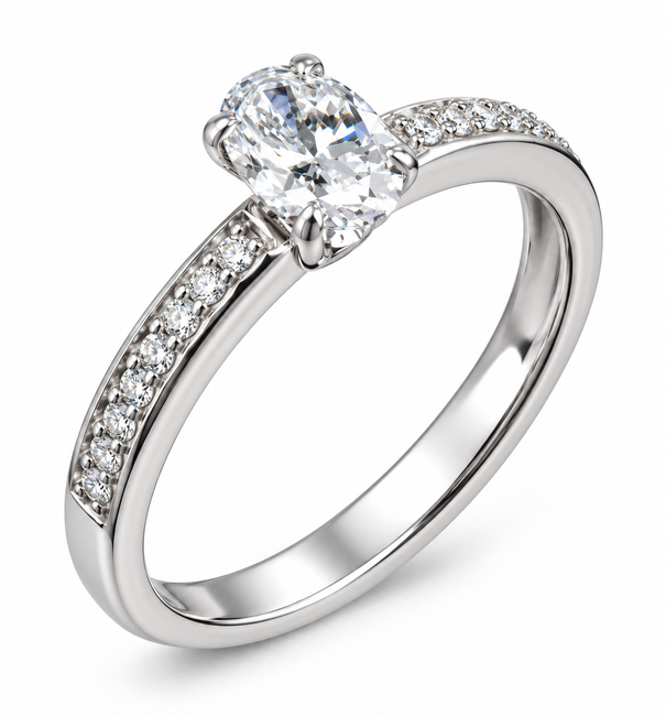 18KT GOLD OVAL DIAMOND RING