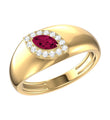 14KT YELLOW GOLD RUBY AND DIAMOND RING