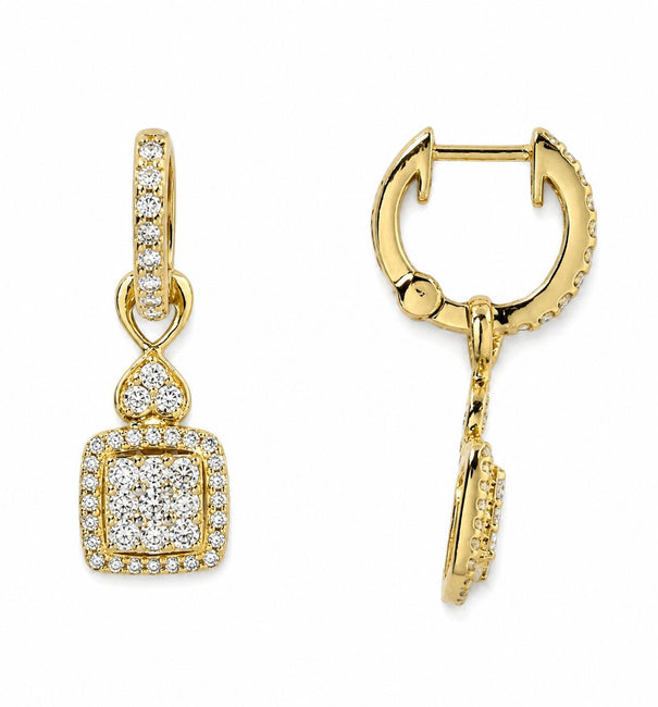 14KT YELLOW GOLD DIAMOND DANGLING EARRING