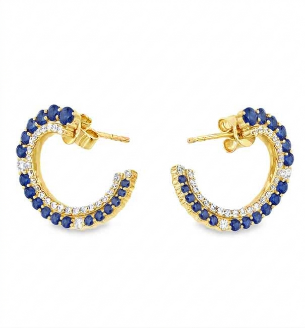 14KT GOLD BLUE SAPPHIRE WITH DIAMONDS EARRING