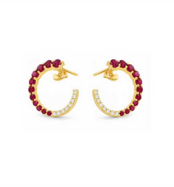 14KT GOLD RUBY WITH DIAMONDS EARRING