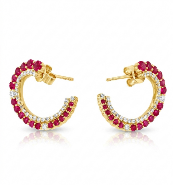 14KT GOLD RUBY WITH DIAMONDS EARRING