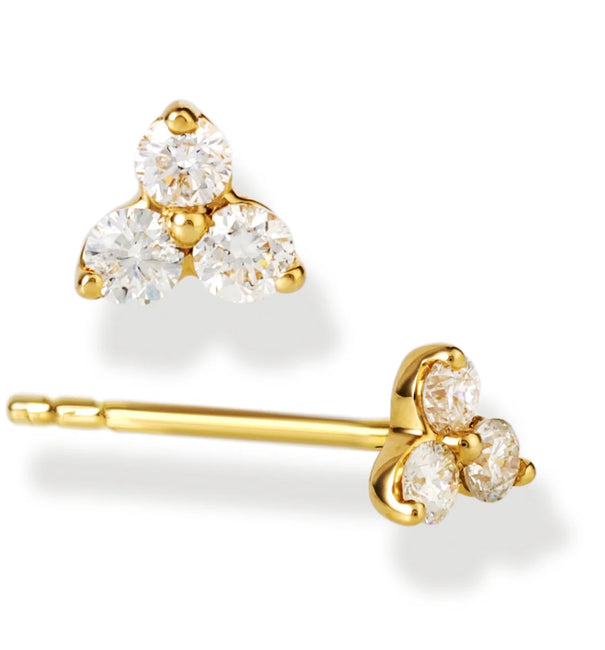 14KT GOLD DIAMOND TRIO STUDS