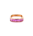 18KT YELLOW GOLD PINK SAPPHIRE BAGUETTE RING