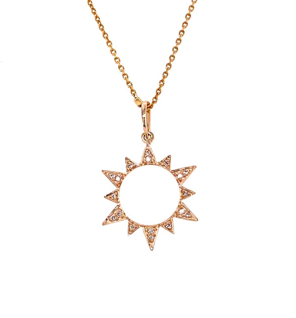14KT YELLOW GOLD SUNBURST WITH DIAMONDS PENDENT